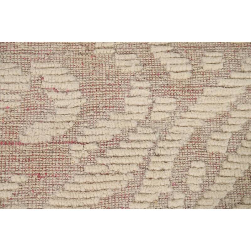 Earth Tone Abstract Moroccan Modern Area Rug Hand-Knotted Wool Carpet - 7'10" x 10'0"