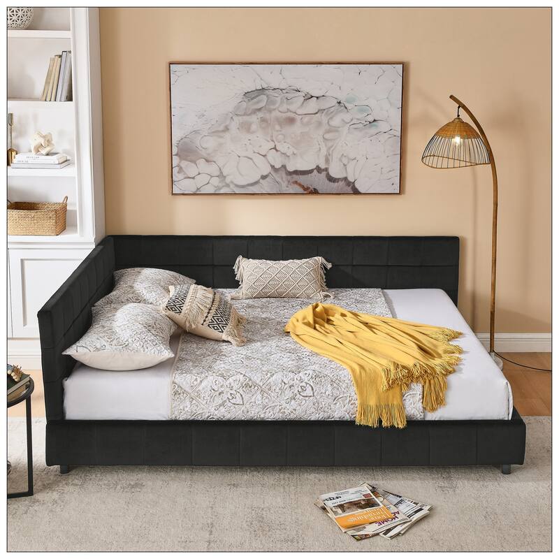 Queen Size Upholstered Tufted Bed Frame for Bedroom