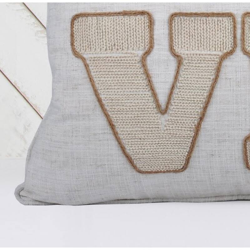 LOVE Pumpkin Embroidered Throw Pillow - Rustic Beige Fall Decor