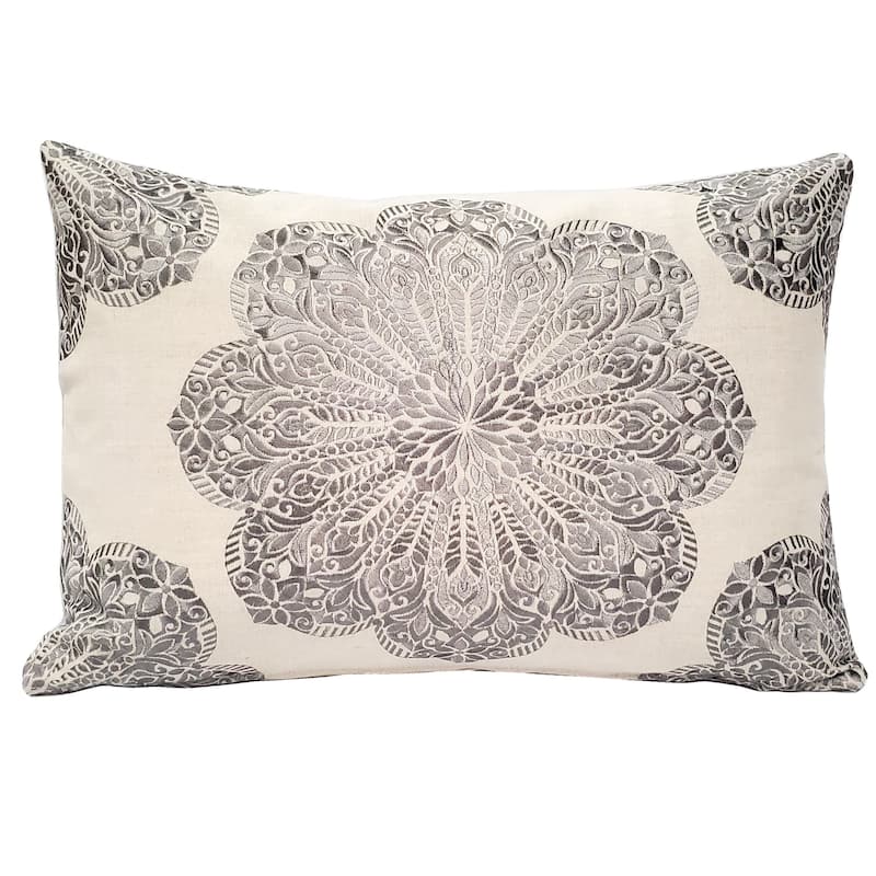 Mancini Throw Pillow - Natural and Gray - Feather Down