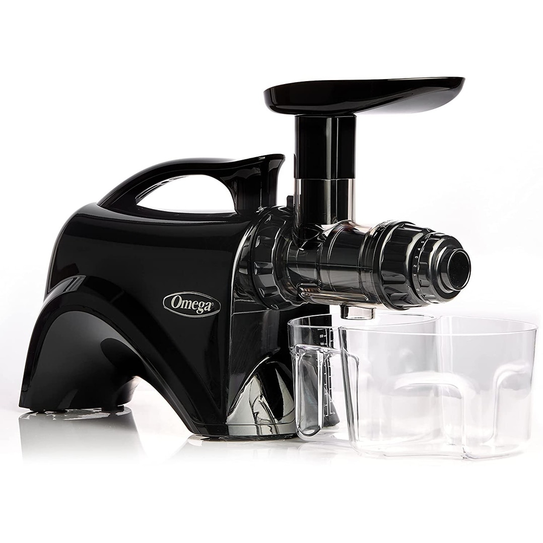 Omega Juicer NC900HBK19 Juice Extractor And Nutrition System Slow Masticating Dual Stage Extraction With Adjustable Settings 150 Watt Black