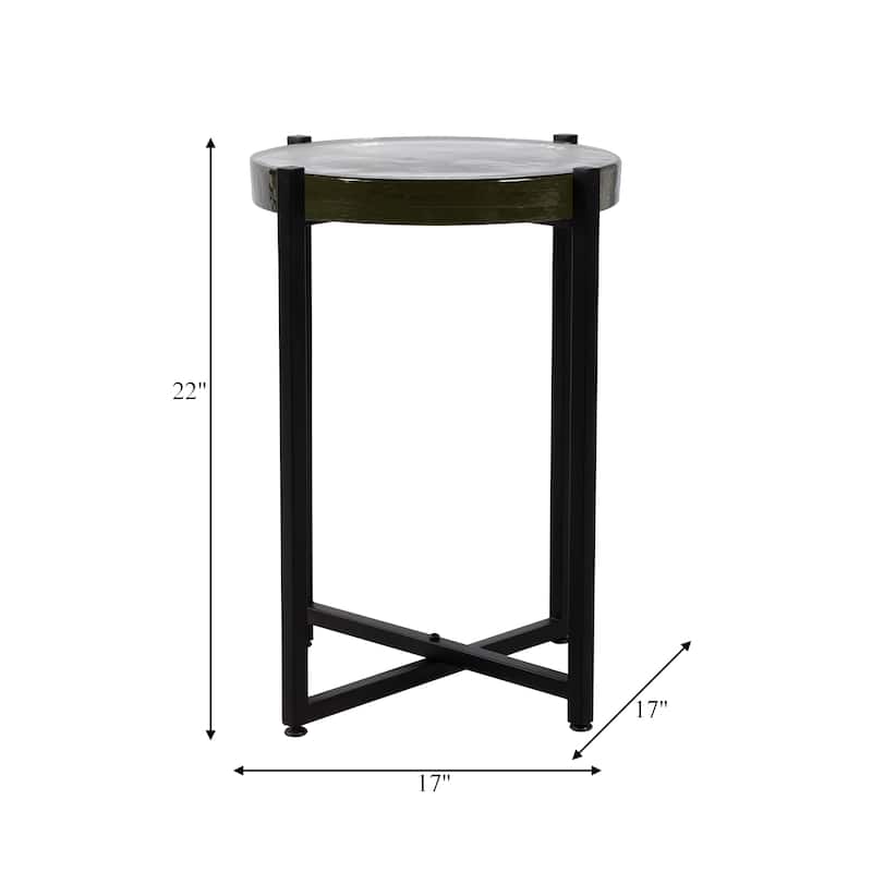 Sagebrook Home Accent Table Glass and Iron Modern Round 16.5"x16.5"x22.25" Black and White - 16.5" x 16.5" x 22.25"