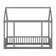 preview thumbnail 18 of 17, Twin Size Floor Wooden Bed with House Roof Frame and Safety Guardrails