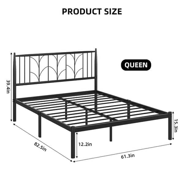Modern Gold Platform Bed Frame with Ears of Wheat Headboard On Sale