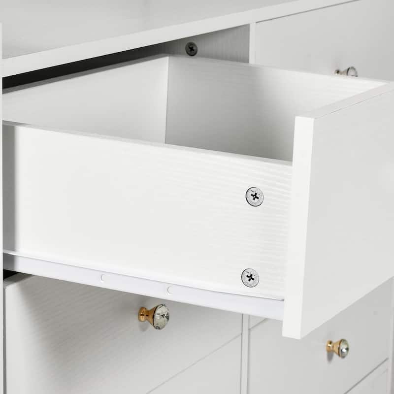 Modern 6 Drawer Dressers Drawers with LED Lights & Charging Station