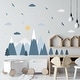 preview thumbnail 1 of 5, Walplus Blue Mountains Landscape Clouds Birds Children Wall Stickers