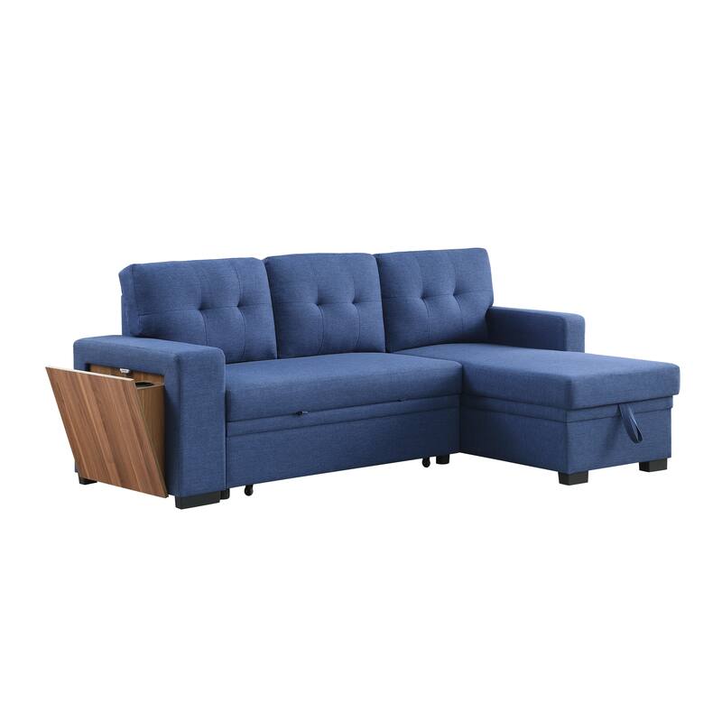 Blue Linen 3-Piece Upholstered Sectional Sofa