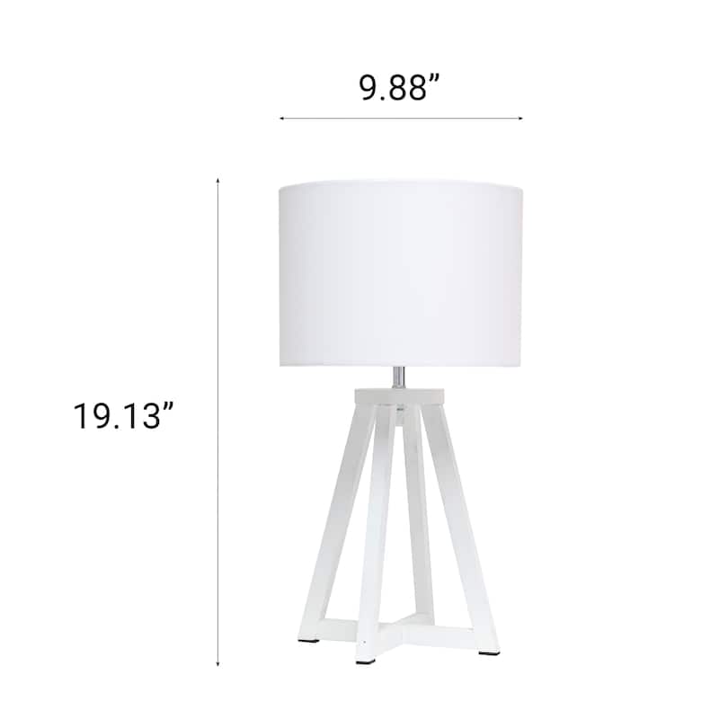Wood Tripod Table Lamp with Drum Shade for Bedroom Decor - 9.75 x 9.75 x 19 in. (L x W x H)