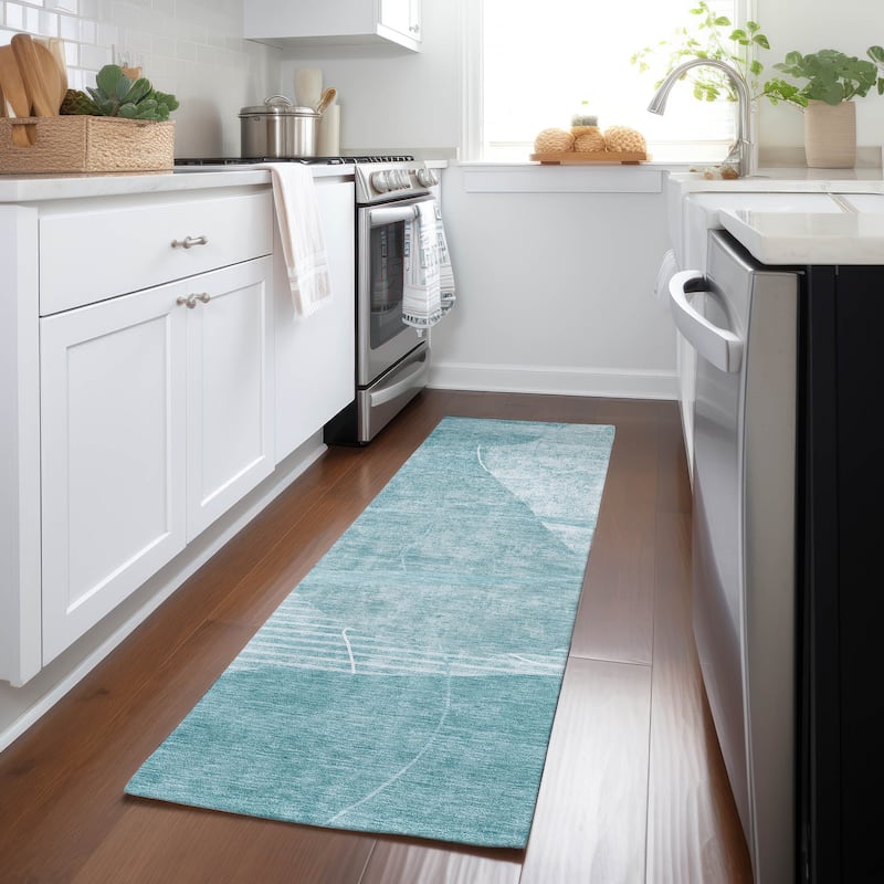 Machine Washable Indoor/ Outdoor Chantille Abstract Modern Rug