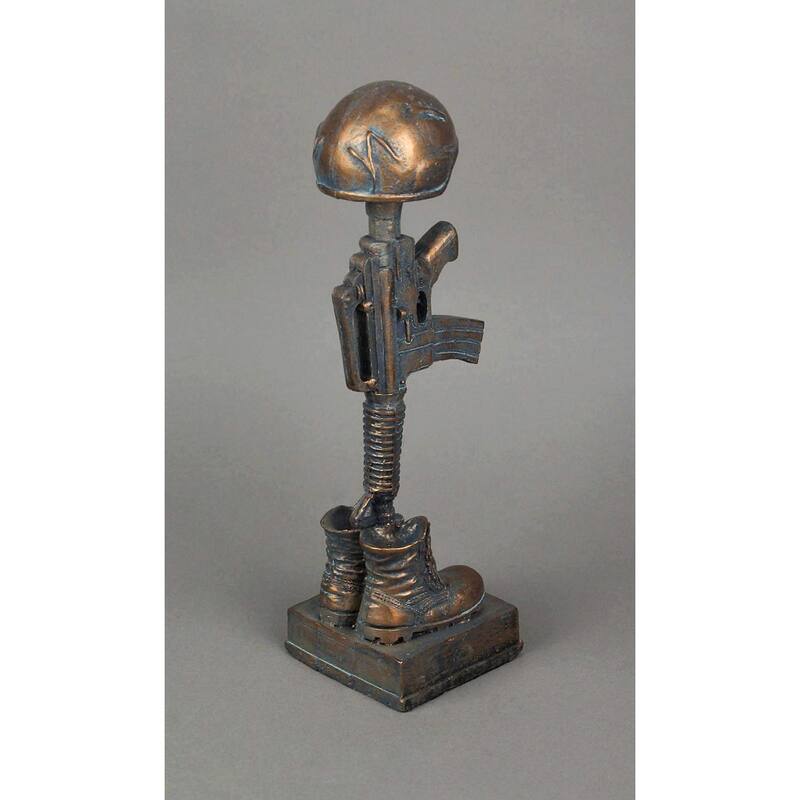 Antique Bronze Finish Battle Cross Fallen Soldier Helmet Boots And - 11.75 X 3.5 X 3.5 inches