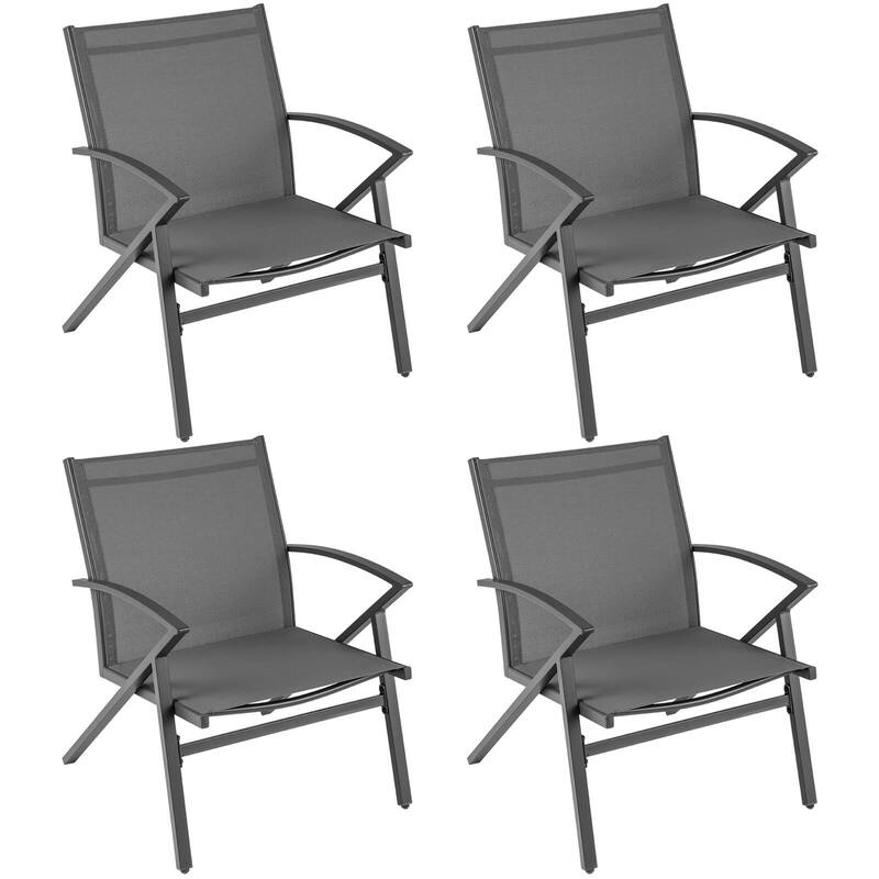 Costway Patio Chairs Set of 2/4 with Heavy Duty Metal Frame Curved - 4 PCS - Set of 4