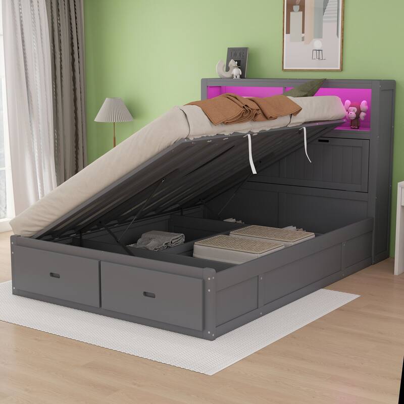 Wooden hydraulic platform bed