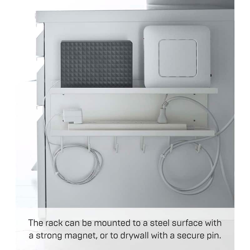 Yamazaki Home Wall-Mount Cable and Router Storage Rack, Steel - L 4.33 x W 15.75 x H 7.09 inches