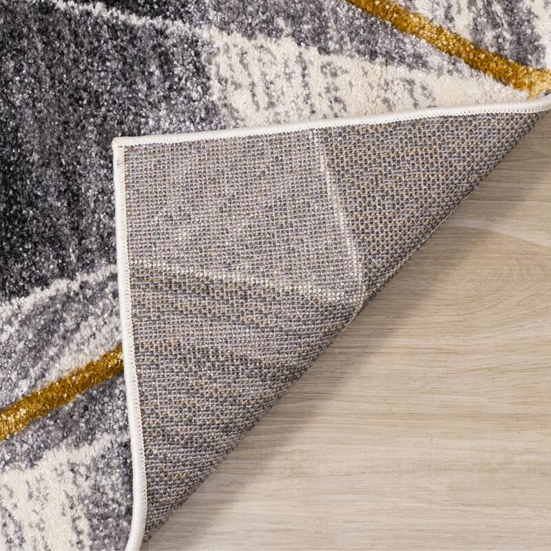 Summit Collection - Grey/White/Yellow Geometric Diamonds Rug