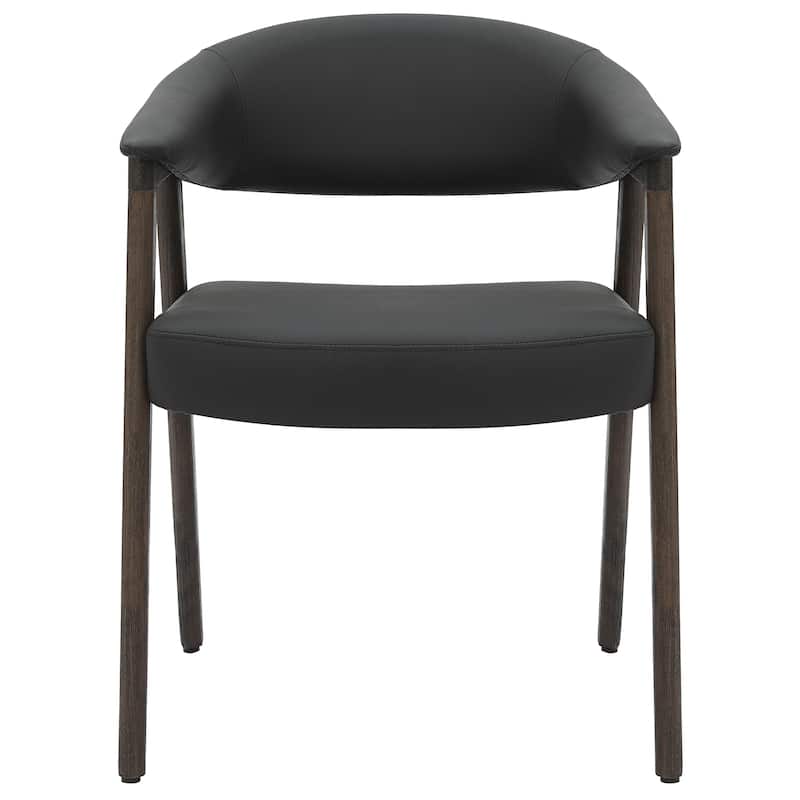 Mid-Century Modern Faux Leather & Solid Wood Dining Chair, Set of 2