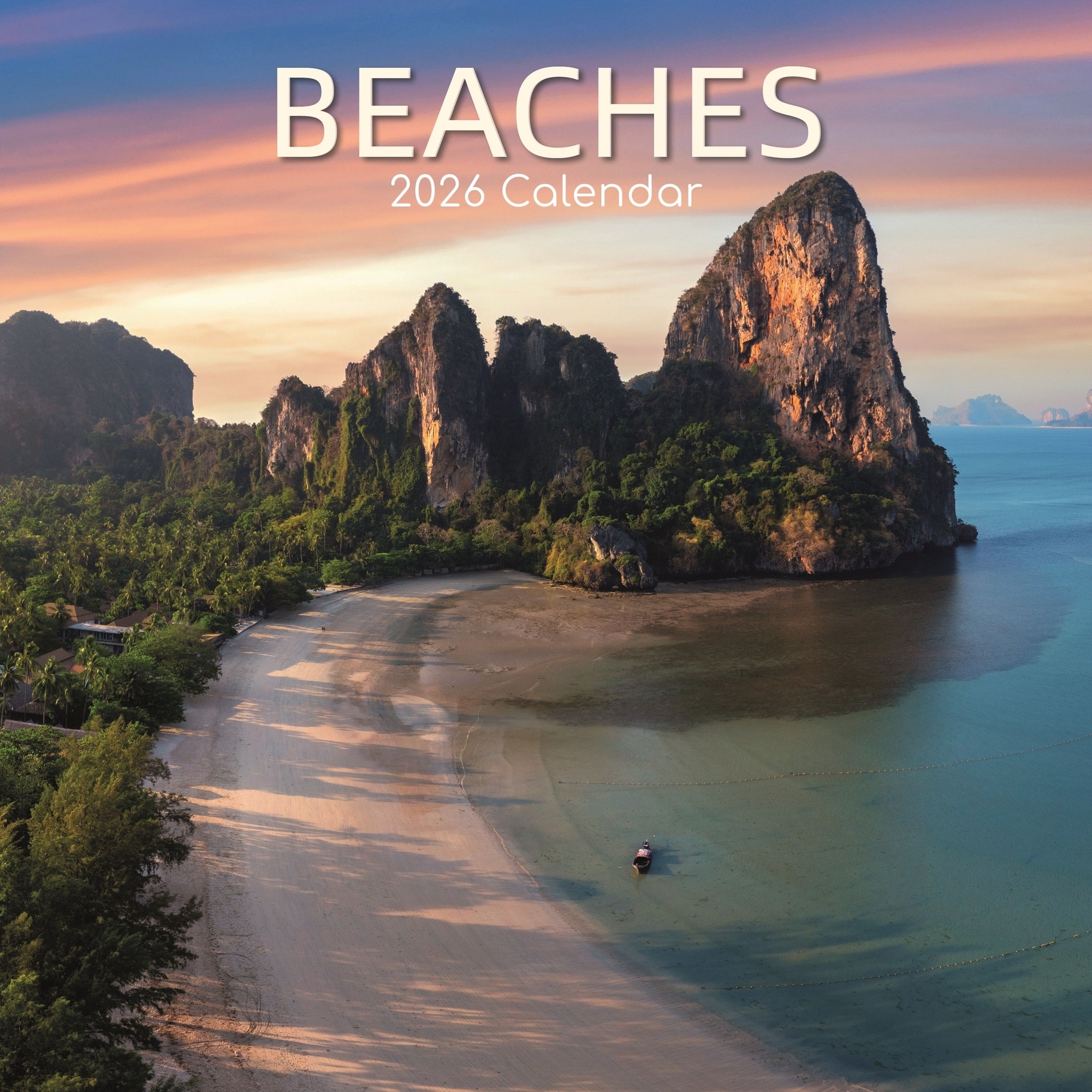 The Gifted Stationery 2026 Square Wall Calendar, Beaches, 16-Month Natural World Theme, 12x12 in