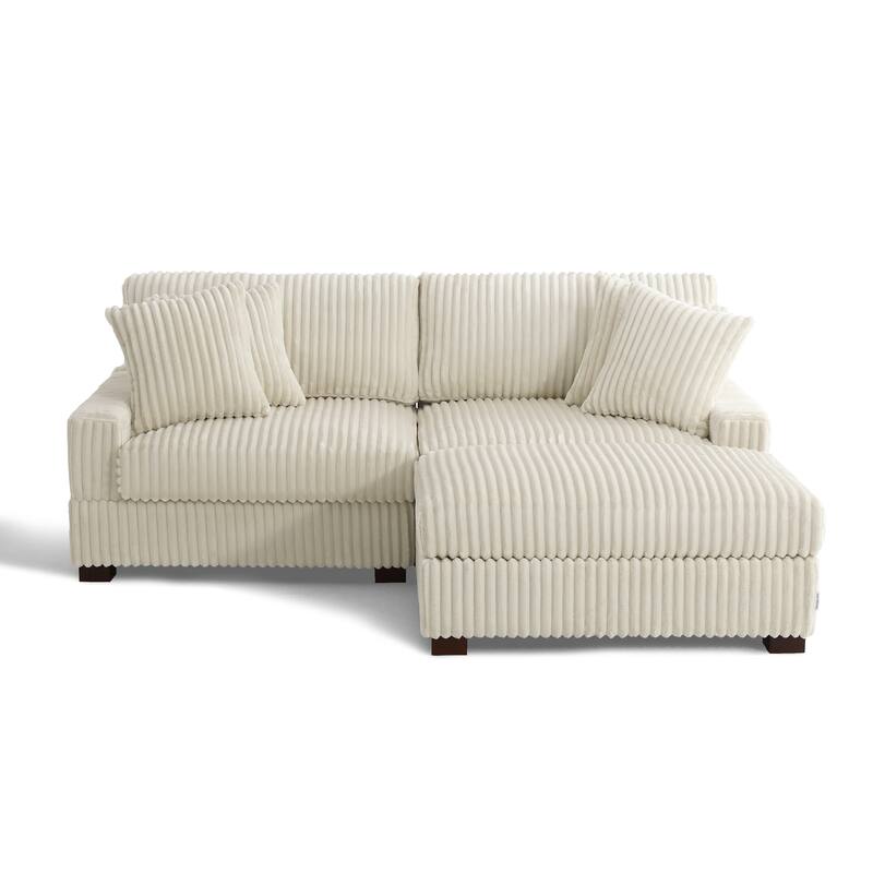 Plush Corduroy Modular Sectional Sofa Comfy Couch
