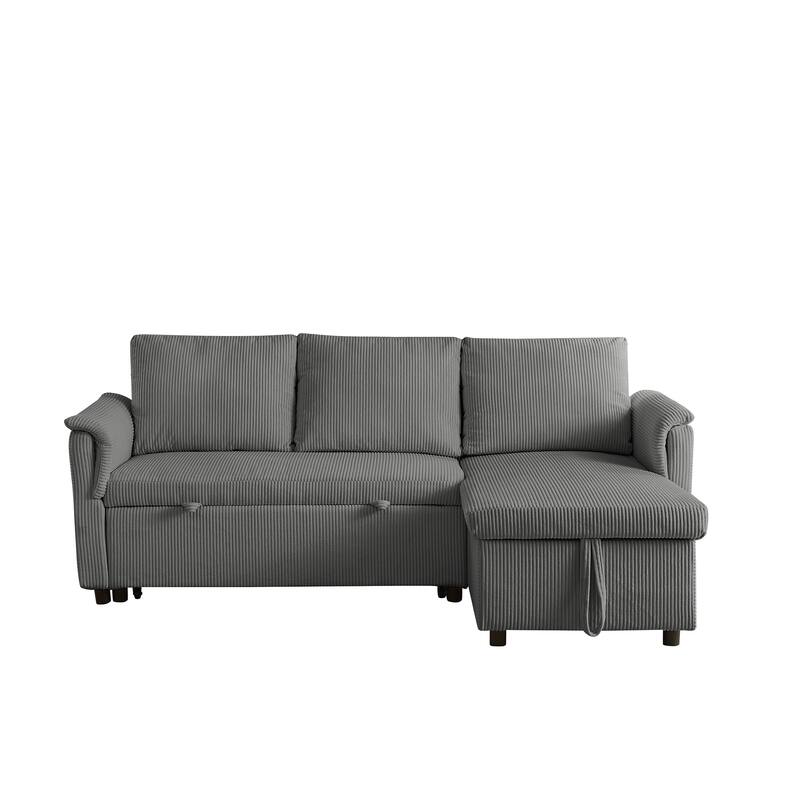 L-Shaped Loveseat Sofa with Chaise, Modular Sectional Couch, Convertible Sleeper Sofa with Pull-Out Bed, Storage