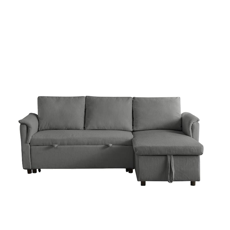 Modern 2-Seater Sofa L-Shaped Sleeper Sofa with 2 Pillows Storage Chaise and Adjustable Backrest, for Living Room, Gray
