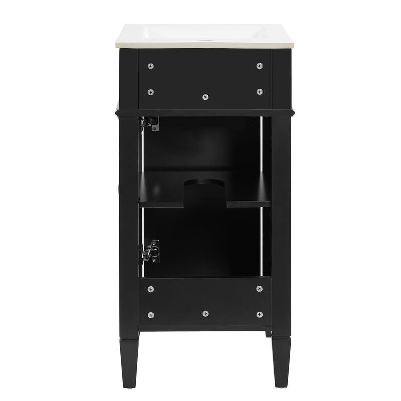 Small Bathroom Vanity Freestanding Single Vanity Set with Ceramic Sink