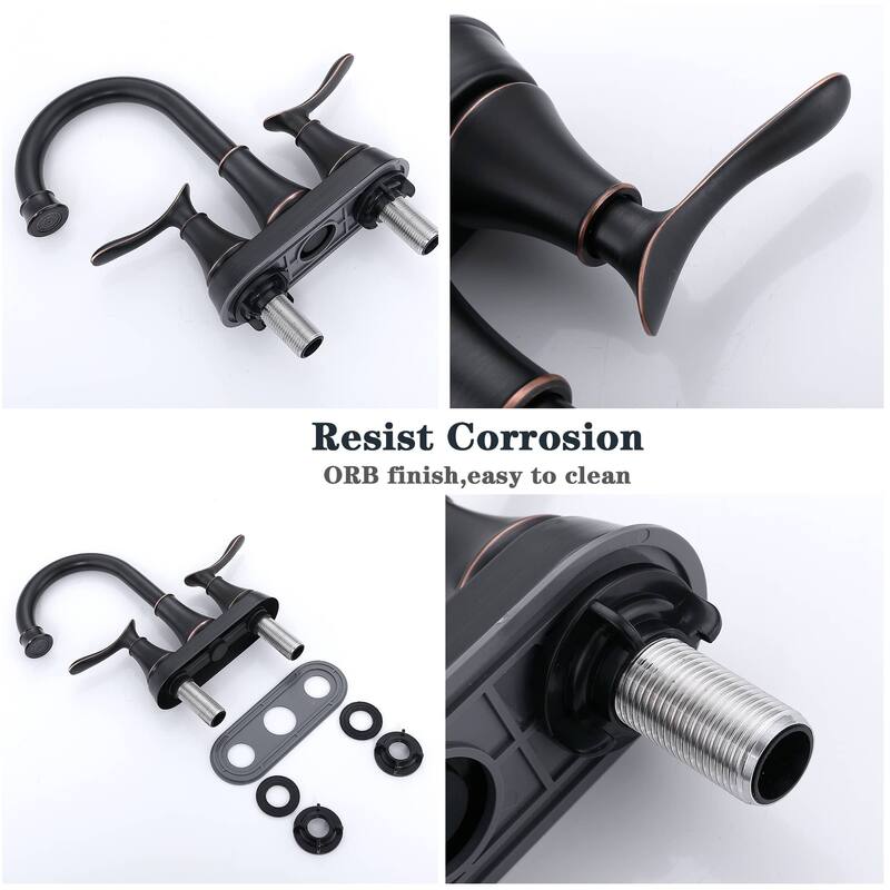 4 Inch Centerset Bathroom Sink Faucet With Drain Assembly Two Handle Bathroom Faucets 2 Hole High Arc Lavatory Basin Vanity Tap