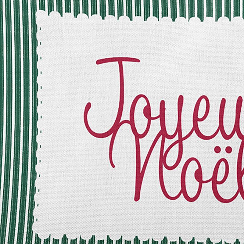 Joyeux Noel Ticking Christmas Accent Pillow