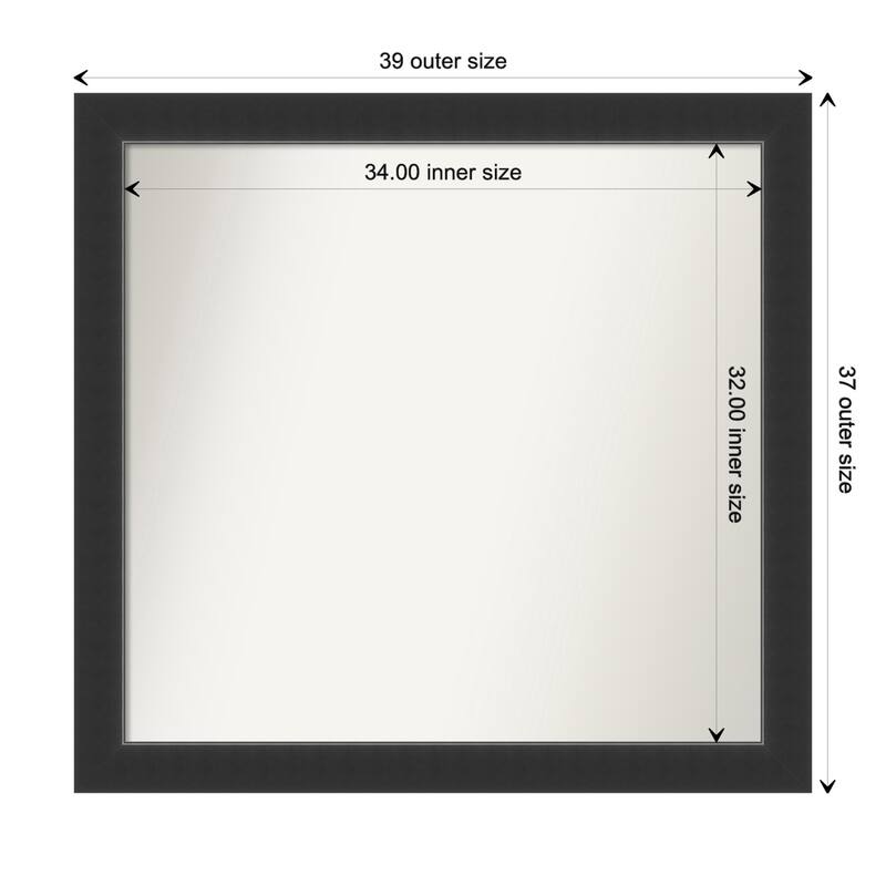 Corvino Black Framed Non-Beveled Custom Wall Mirror, Bathroom Vanity Mirror - Outer Size: 39 x 37