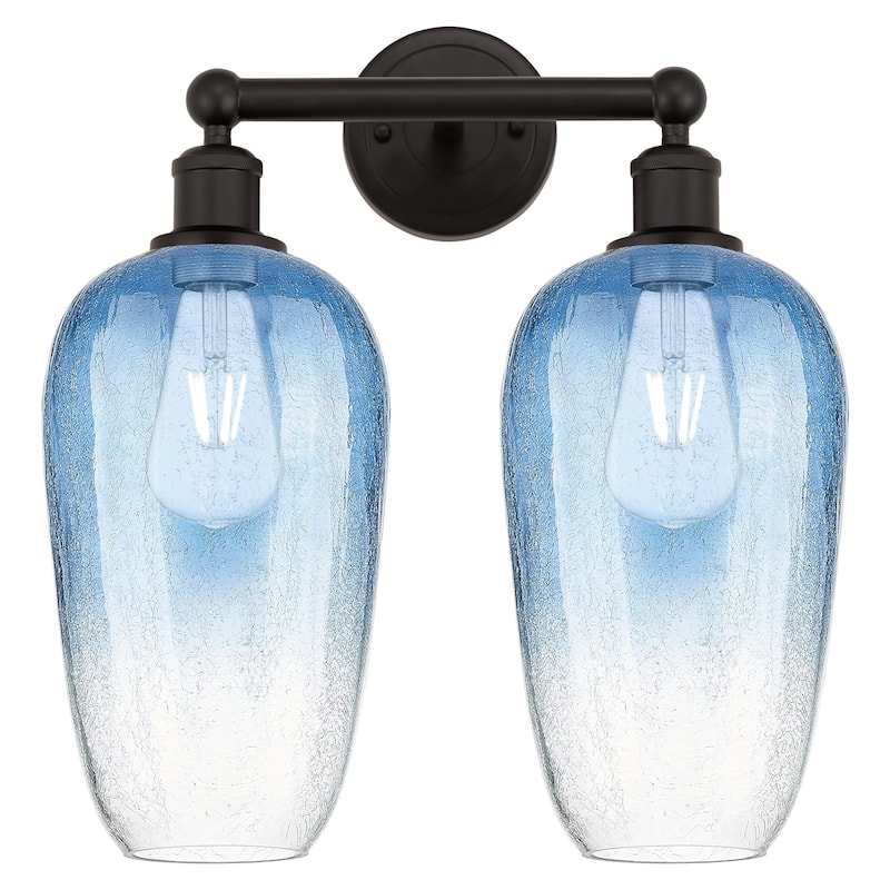 Innovations Lighting 616-2W-18-16 Brookhaven Flute Vanity Brookhaven - Oil Rubbed Bronze / Sapphire Blue