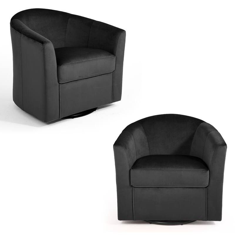 2 Set Modern Upholstered Swivel Barrel Chair Living Room Accent Chair