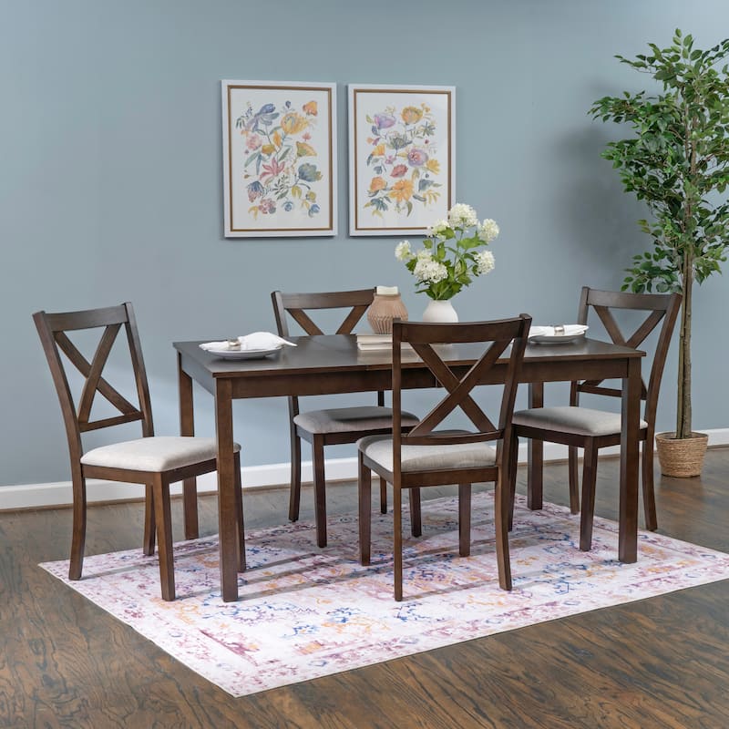 Warren 5 Piece Rectangular Dining Set - Brown/Beige