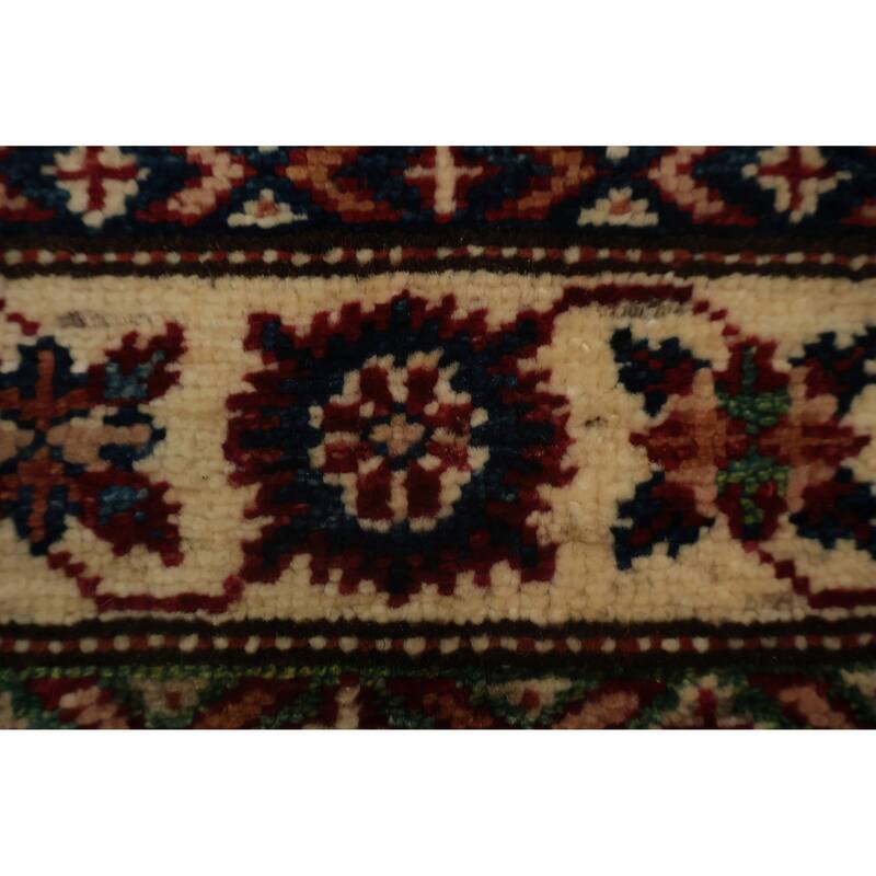 Hand Knotted Oriental 100% Wool Carpet Traditional Tribal Red Super Kazak Area Rug - 5' 0'' X 2' 11''