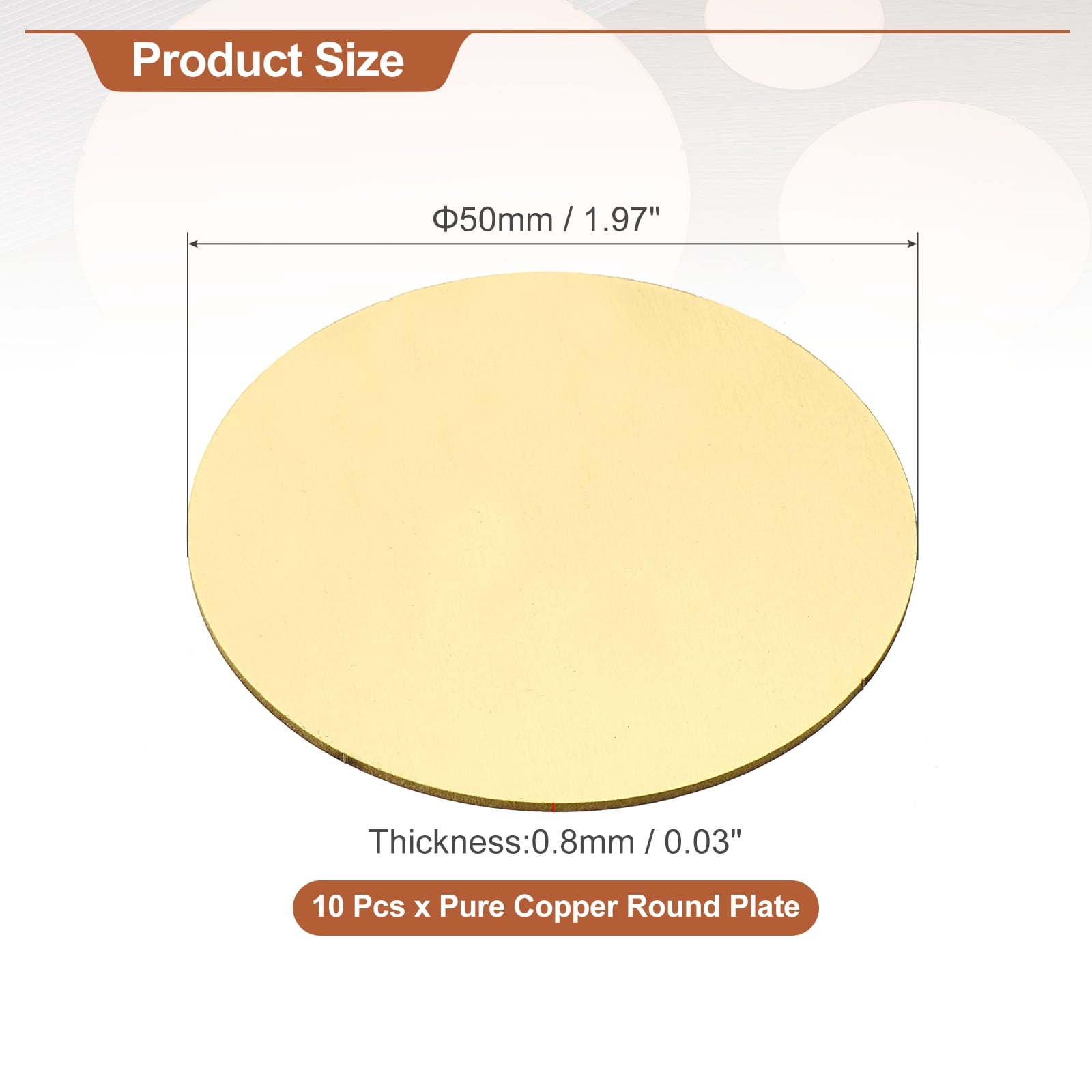 Round Brass Plate, Dia Brass Copper Sheets, Brass Copper Plates for Crafts, DIY, Electrical Repairs