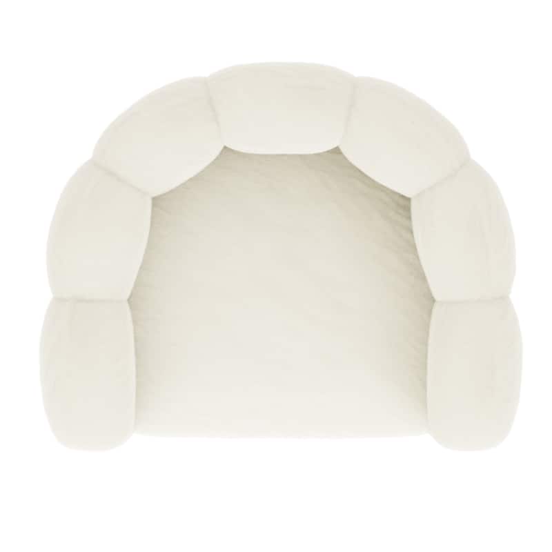 Modern Imitation Fur Accent Chair - Ivory