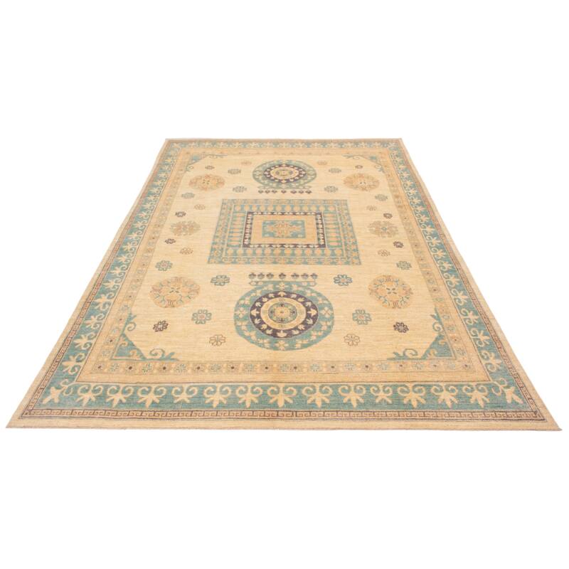 ECARPETGALLERY Hand-knotted Pako Mamluk Cream Wool Rug - 9'8 x 13'7