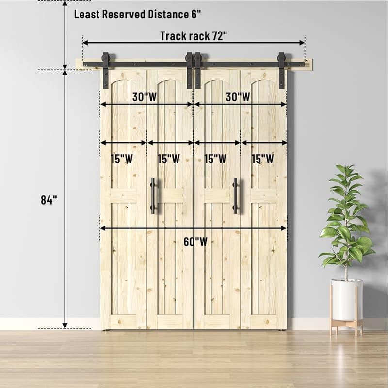 Coast Sequoia Arch Top 30in./36in./48in./60in./72in./96in. x 84in. Knotty Pine Wood Unfinished Bi-Fold Door With Hardware Kit
