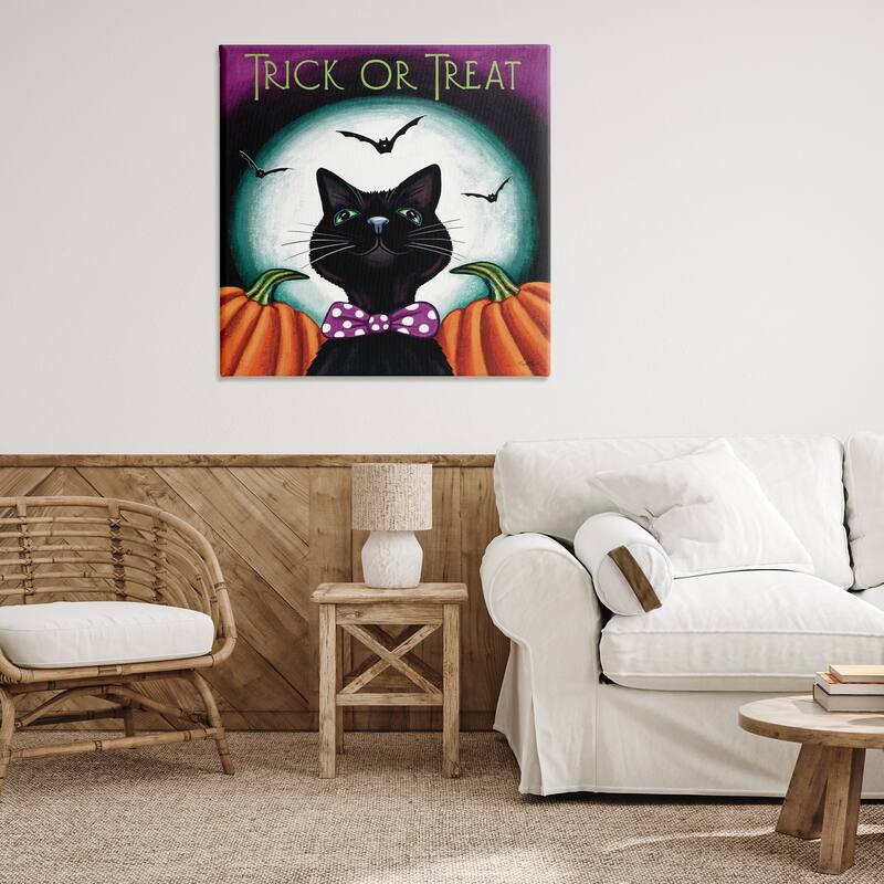 Stupell Trick Or Treat Cat Canvas Wall Art Design By Elizabeth Tyndall