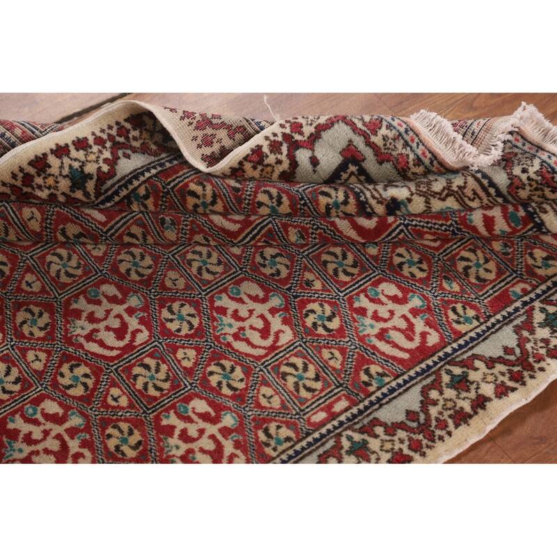 Red Anatolian Turkish Vintage Runner Rug Handmade Wool Carpet - 3'2" X 9'5"
