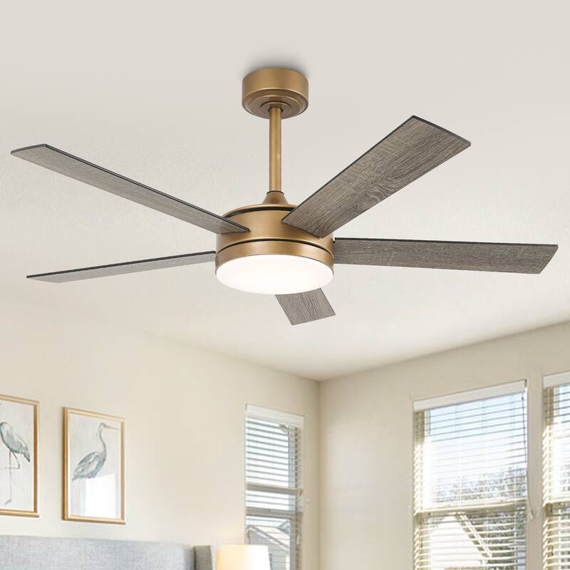 Vaczon 48" Gold Reversible Dimmable LED Smart Ceiling Fan with Light, App Comtrol and Remote