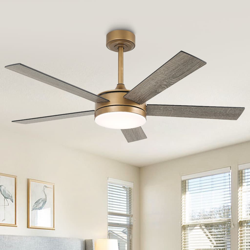 Vaczon 48" Gold Reversible Dimmable LED Smart Ceiling Fan with Light, App Comtrol and Remote