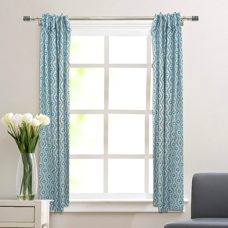 Fabdivine Block Print Curtain or Drape Decorative Home Accent Bed or Living Room