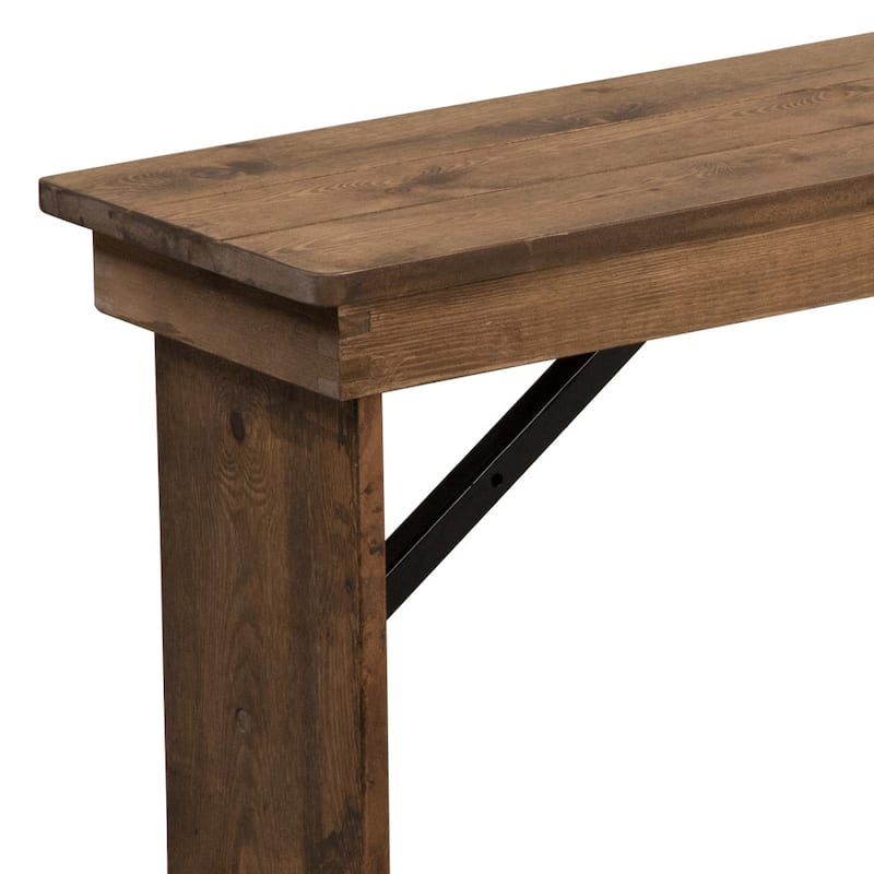 40" x 12" Antique Rustic Solid Pine Folding Farm Bench
