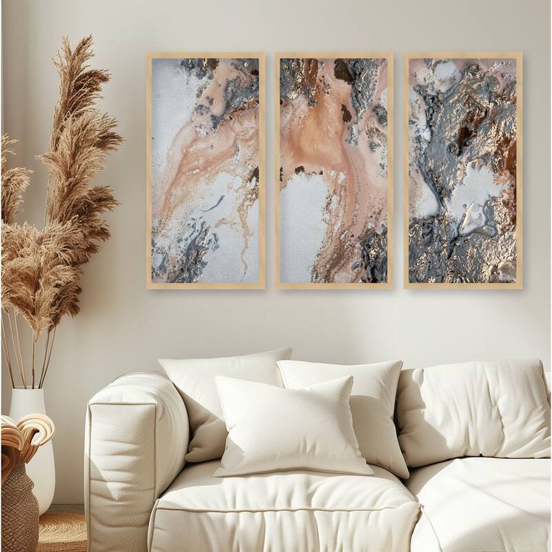 "Unearting" Set of Three Framed Textured Wall Art