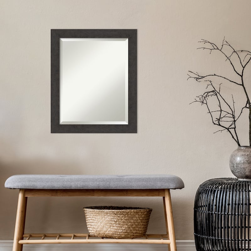 Beveled Wall Mirror - Rustic Plank Narrow Frame