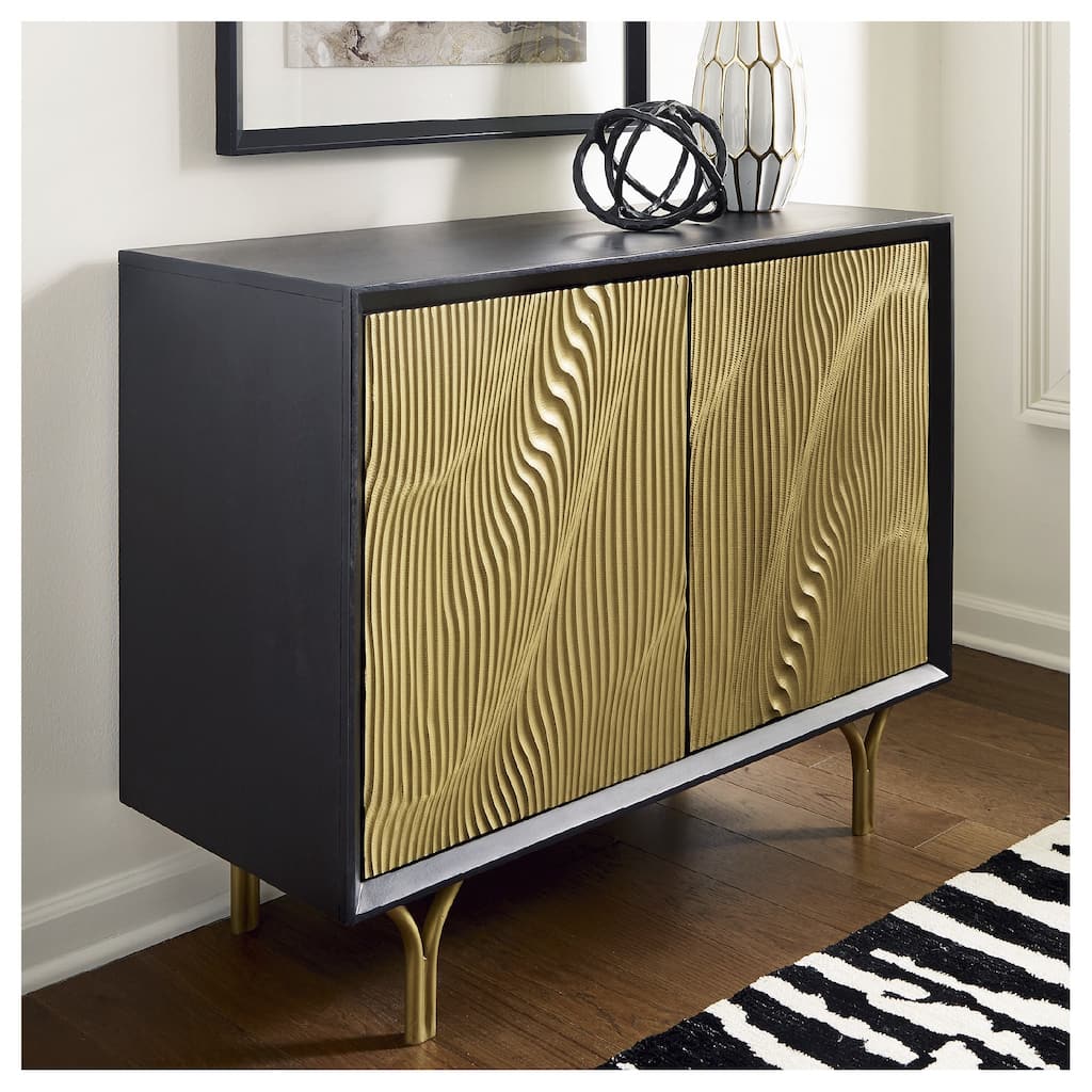Signature Design by Ashley Tayner Black/Gold Accent Cabinet - 40" W x 17" D x 32" H