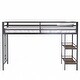 preview thumbnail 15 of 16, twin loft bunk black with Cinnamon wood shelf