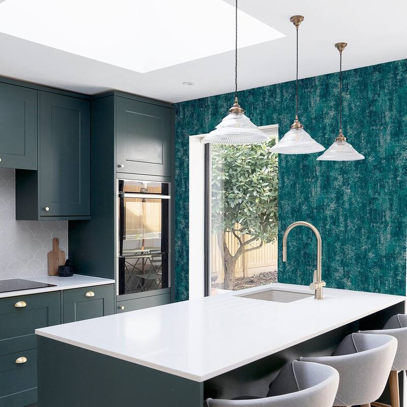 Arthouse Velour Teal Distressed Wallpaper