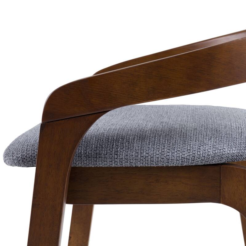 Modrest Vougler Modern Grey Fabric & Walnut Counter Chair (Set of 2)