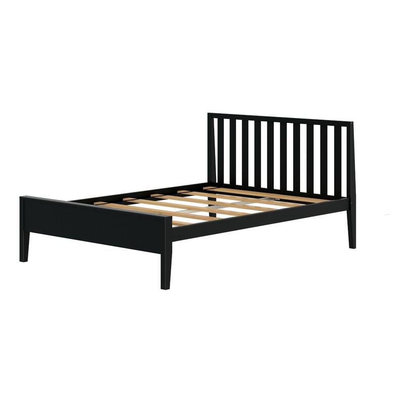 Plank and Beam Modern Full-Size Bed with Slatted Headboard