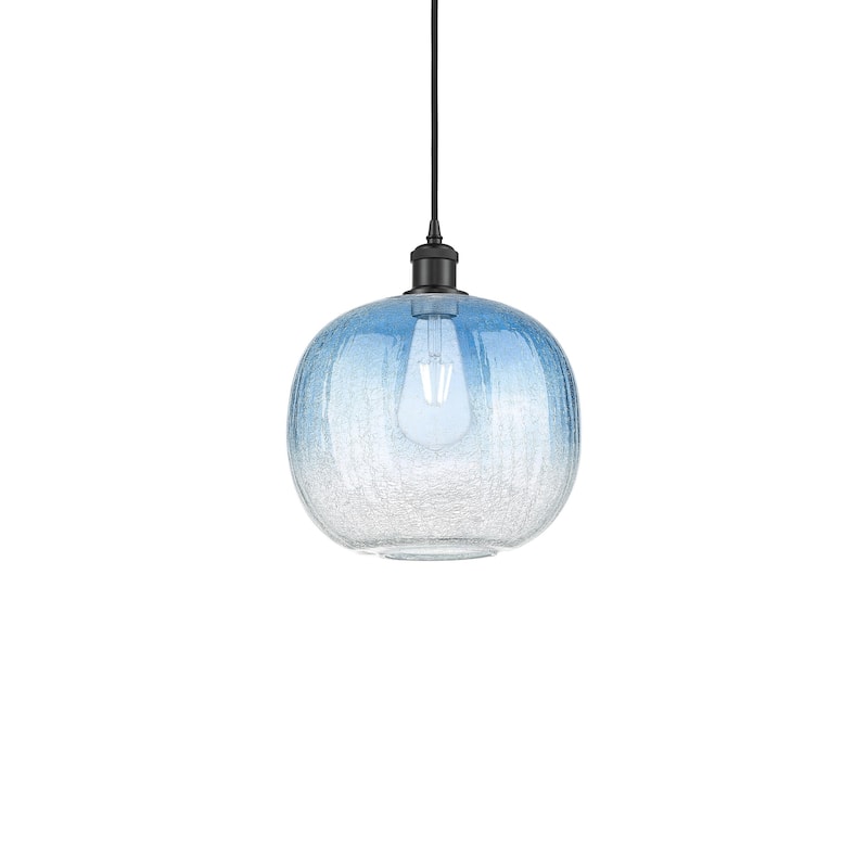 Innovations Lighting 516-1P-12-11 Brookhaven Sphere Pendant Brookhaven - Matte Black / Sapphire Blue