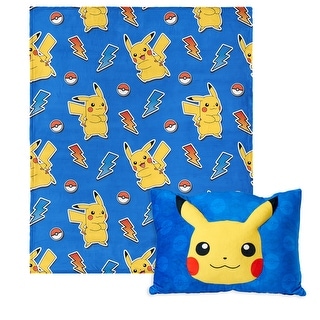 Pokemon Silk Touch Throw Blanket with Plush Pocket Pillow